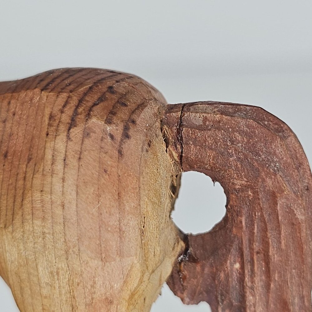 Hand-Carved Wooden Horse Figurine On Base Folk Art *Repaired* - Picture 8 of 9
